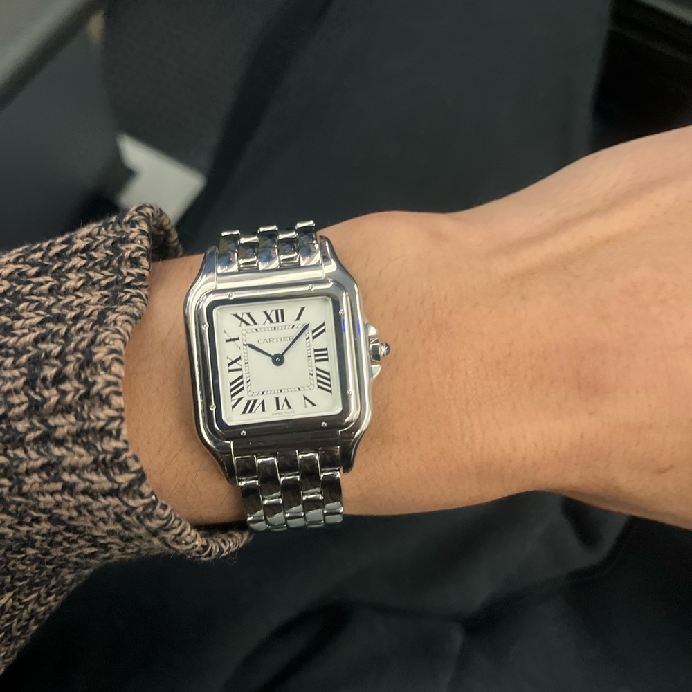 Cartier Silver and White Panthère Watch